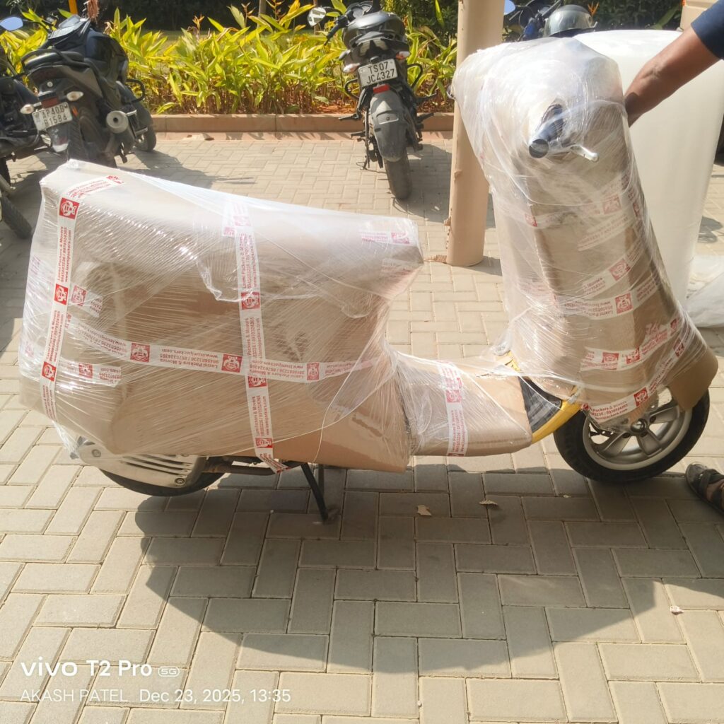 Scooter packing and shifting from Bangalore to Visakhapatnam by Laxmi Packers and Movers