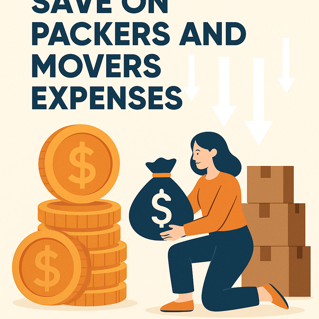 Universal featured image showing moving boxes and savings concept for Laxmi Packers and Movers Bangalore blog posts